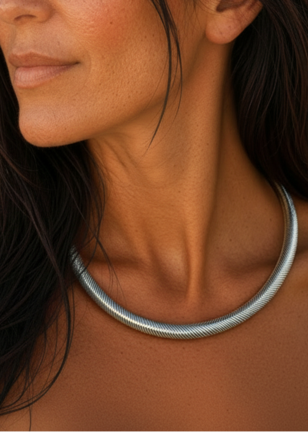 Rigid Zigly Necklace | Silver Plated Woven Metal