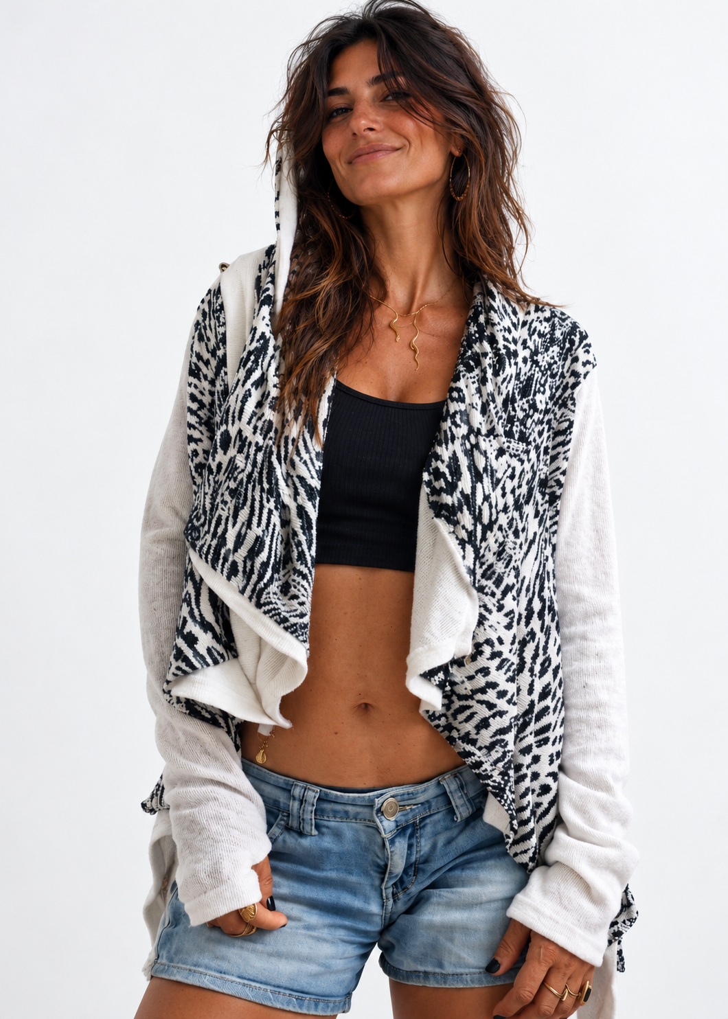 Cross Jacket – Giacca in Cotone con Chiusura Incrociata e Collo Cappuccio