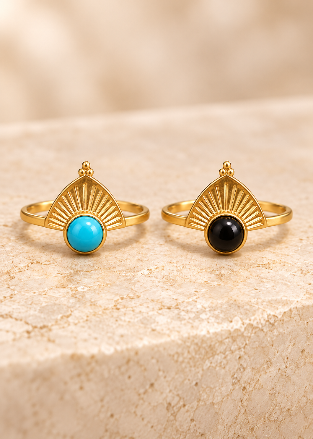 Anello Surya in Ottone | Pietra Preziosa Naturale