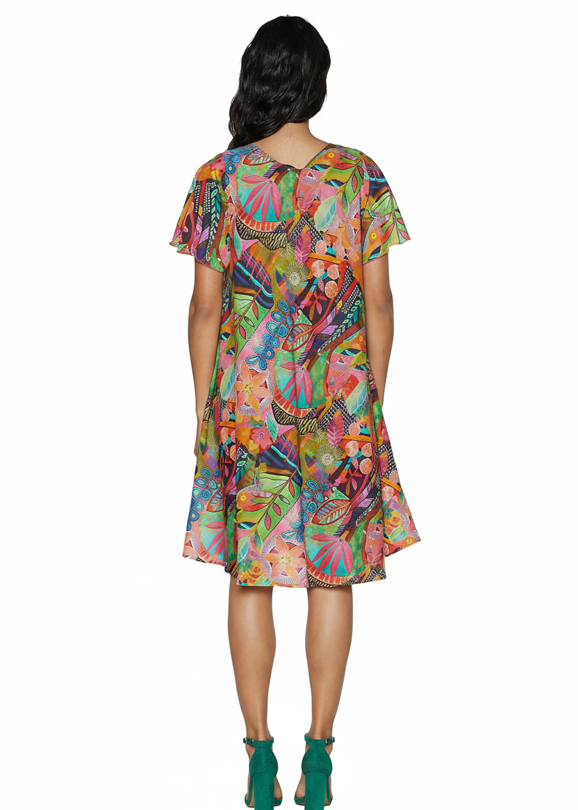 Flutter sleeve dress back