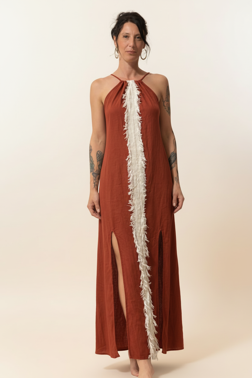 Goa Fringe Dress Terracotta