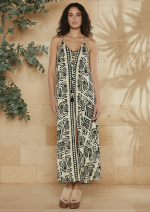 Halter maxi dress with tribal print - vertical format