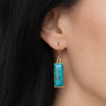 Orecchini Pendenti in Ottone con Pietra Rettangolare | Boho Artigianali