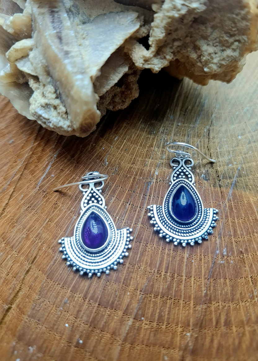 Orecchini blu verticale