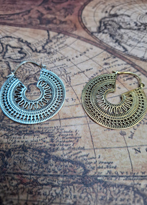 Orecchini “Maya Sun” – Cerchi tribali dallo spirito ancestrale - Gipsy Fashion Wear 
