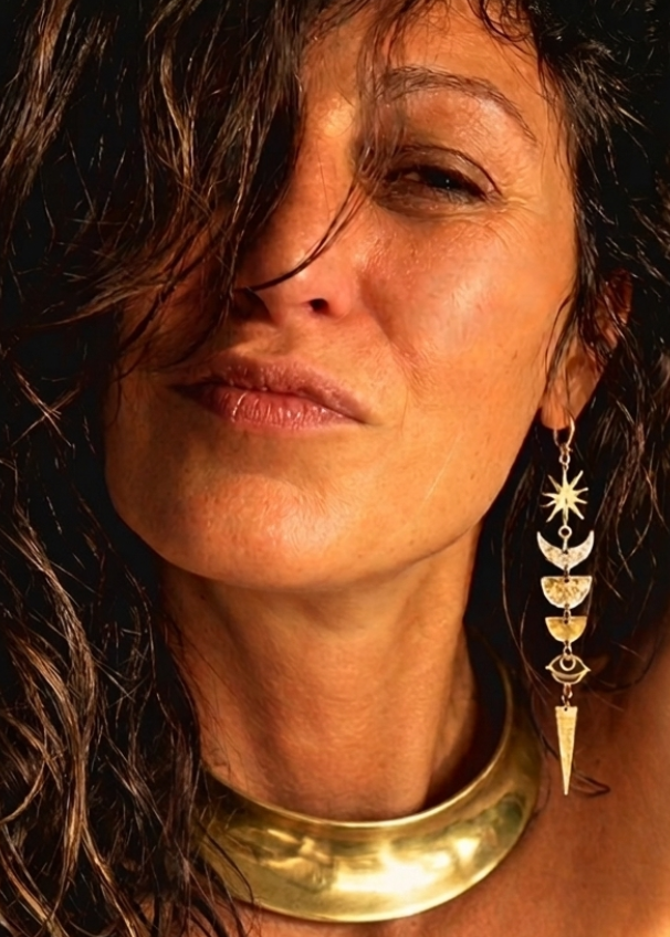 Orecchini Pendenti Boho Moon & Sun in Ottone