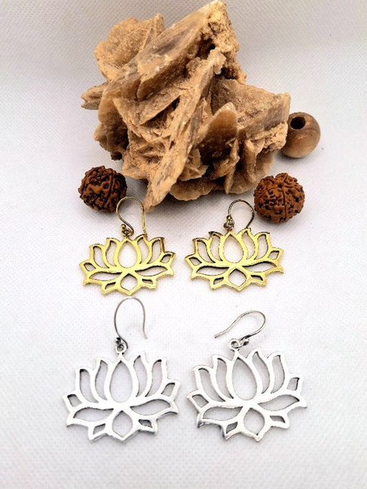 Lotus Flower Pendant Earrings