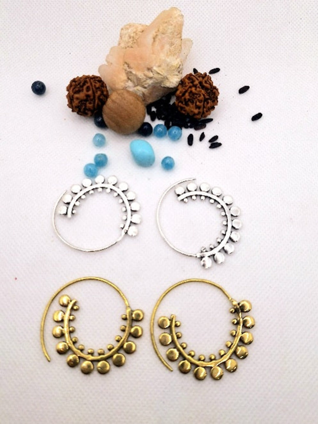 Spiral Earrings with Circles