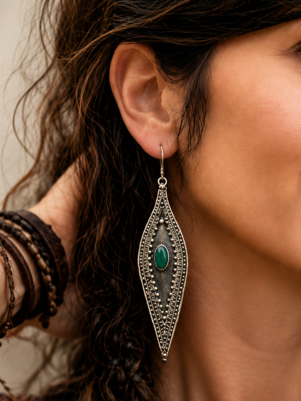 Orecchini Gorgeous | Pendenti Argento con Onice Verde e Filigrana