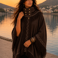 Poncho con Frange Artigianale | Ricami Tribali Boho | Gypsy Fringe Poncho