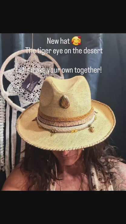 Straw panama hat"The eye of the tiger in the desert"