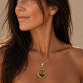 Round O’Clock – Round Brass Pendant with Semi-Precious Stone | Handmade Boho India