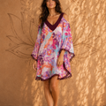 Caftano Lungo Magnolia – Fantasia Foglie & Pon Pon | Baba Design