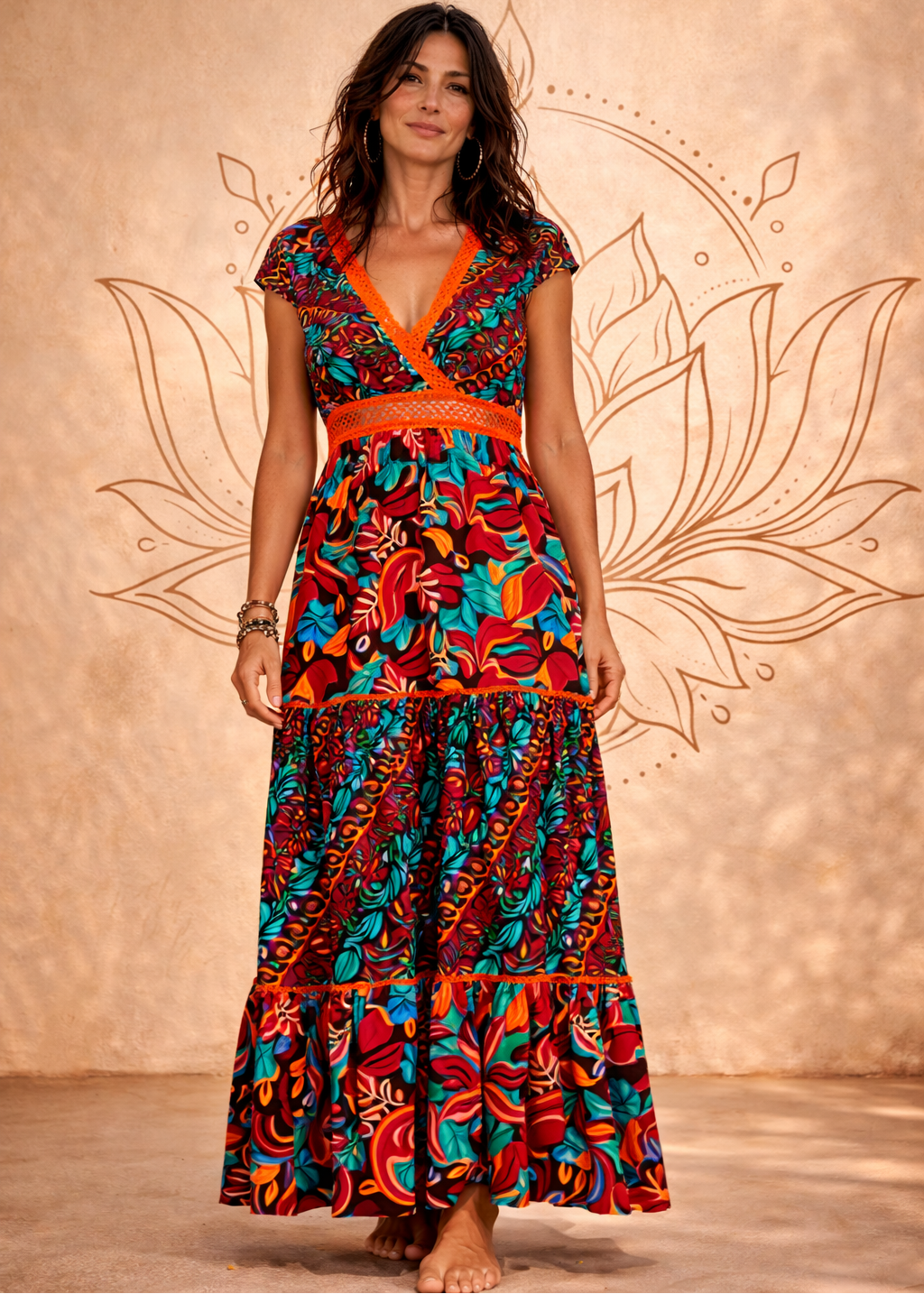 Vestito Lungo Urban Nature – Scollatura a V Incrociata | Baba Design