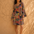 Vestito Corto Hoya Seaside – Manica a Campana, Scollo a V con Stringa | Baba Design