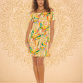 Wild Ginger – Vestito Corto Svasato con Scollo a Barca e Pattern Psichedelico | Baba Design