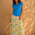 Gonna Lunga Gardenia Blossom – Gonna Boho Svasata con Fascia Elastica Baba Design