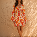 Vestito Corto Summer Splash – Baba Design | Crepe di Viscosa, Balze e Maniche a Campana