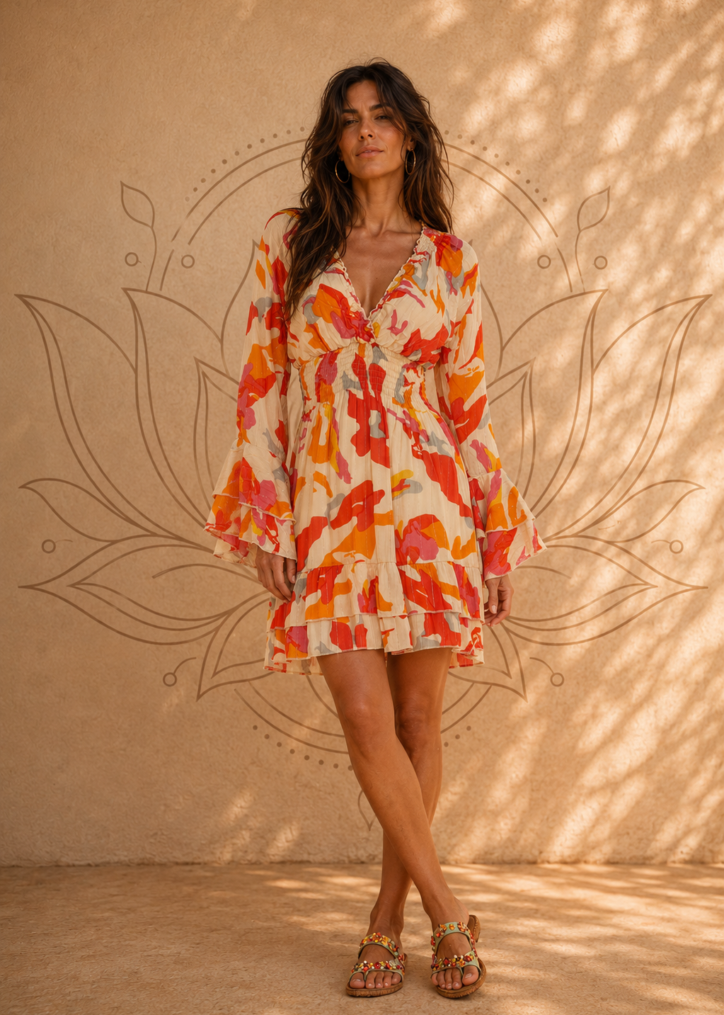 Vestito Corto Summer Splash – Baba Design | Crepe di Viscosa, Balze e Maniche a Campana