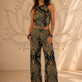 Pantaloni Palazzo Mermaid Treasure – Pattern Tribale Oro | Baba Design