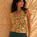Camicetta a Incrocio Flowers Paradise – Cotone, Colletto Coreano | Baba Design