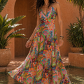 Vestito Lungo Mango Oasis - Cotone Voile Stampa Tropicale | Baba Design