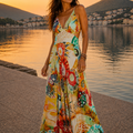 Vestito Lungo Marigold Mood - Viscosa Fluida Stampa Etnica | Baba Design