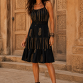 Vestito Corto Black Sun - Stampa Etnica Nera | Baba Design