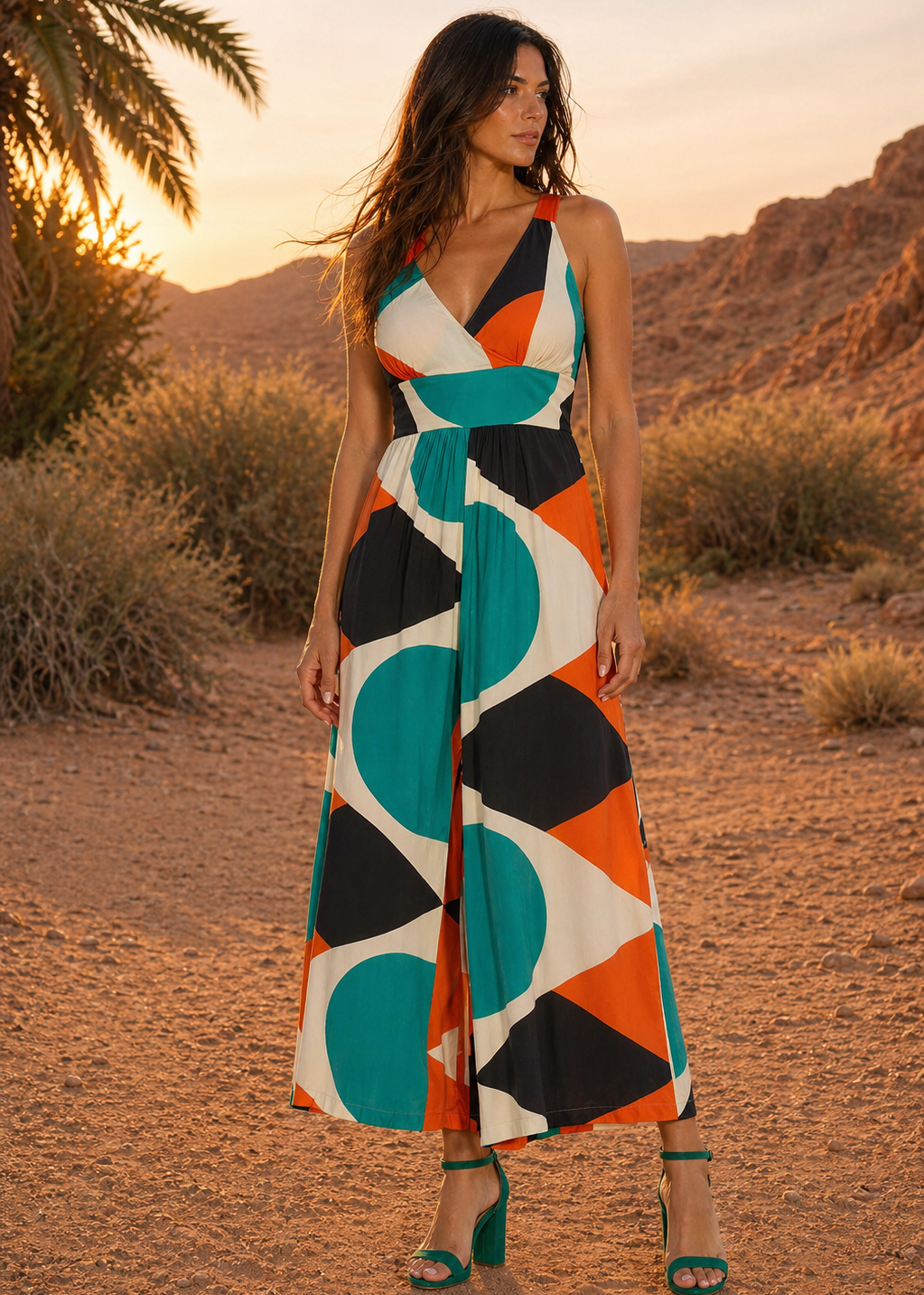 Jumpsuit Tangerine Dream | Viscosa Stampa Geometrica - Baba Design
