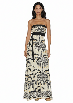 Abito lungo con stampa palme - vista posteriore