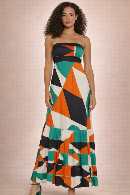 S26D712 Vestito lungo con balze Tangerine Dreams Baba Design