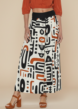 Pantalone palazzo con stampa tribale