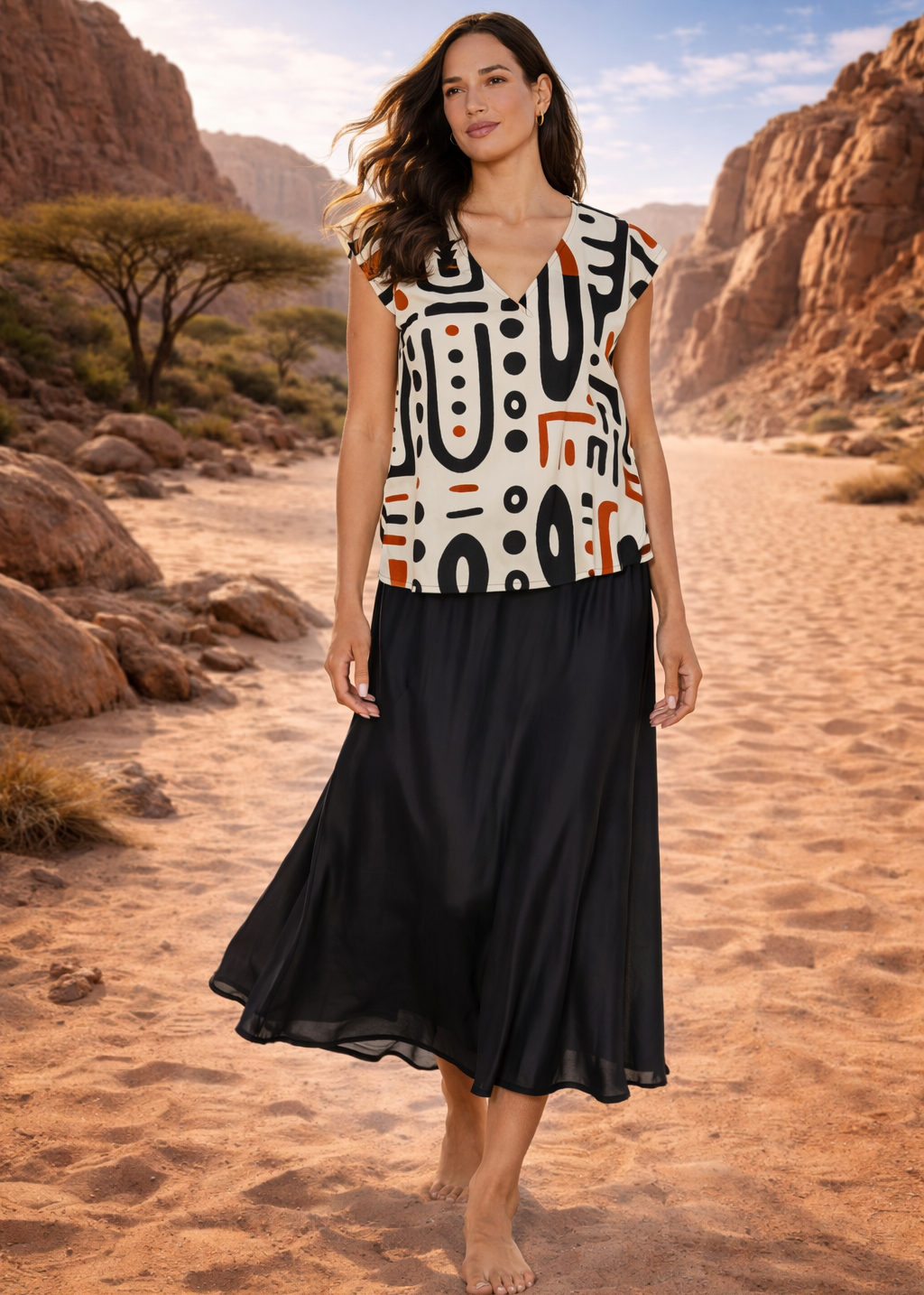 Top Afro Sand Stampa Geometrica Tribale - Baba Design