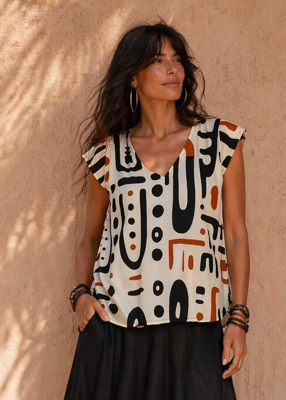 Top Afro Sand Stampa Geometrica Tribale - Baba Design