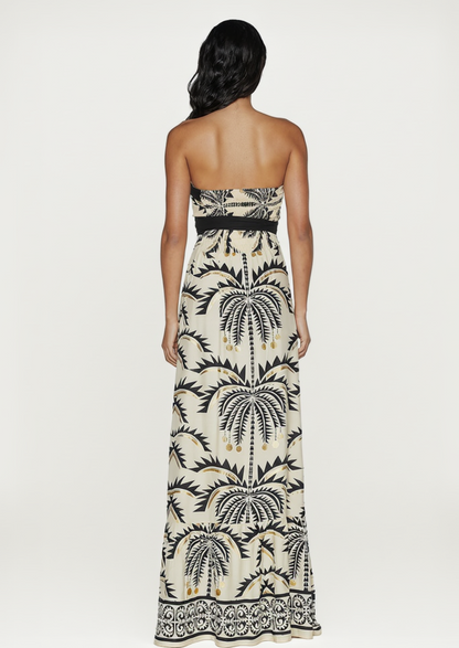 Abito lungo con stampa palme - vista frontale