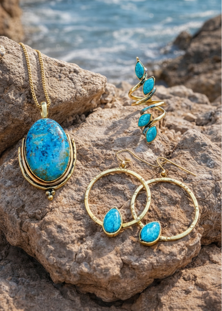 Turchese & Shattuckite — Set Gioielli Artigianali