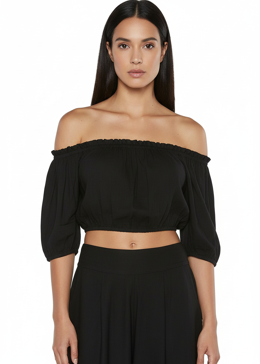 Top nero off-shoulder