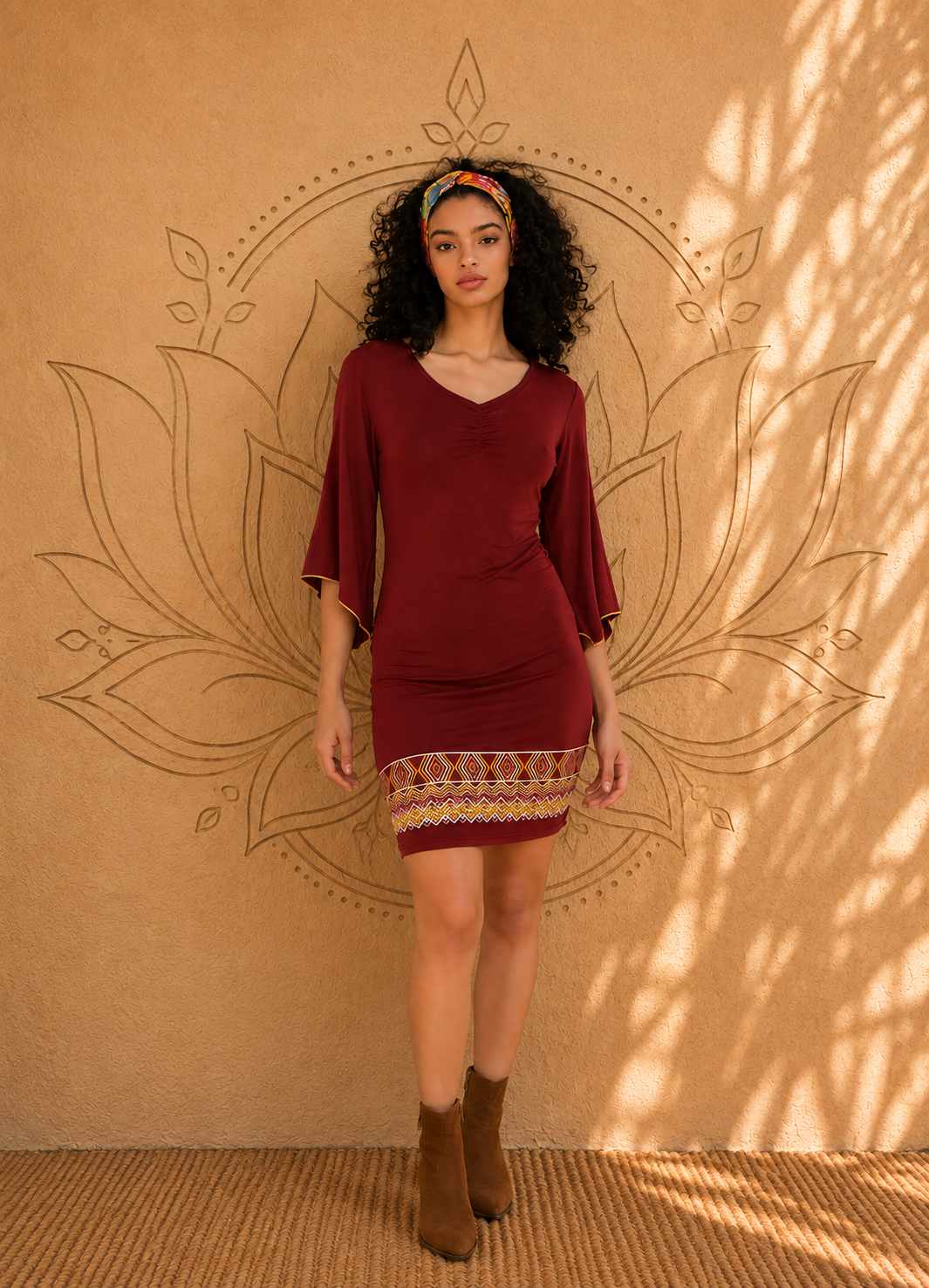 Vestito Corto Boho Baba Design – Crimson Anemone