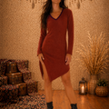 Vestito Corto She's a Rainbow | Aderente Manica Lunga Scollo V Taglio Asimmetrico – Baba Design