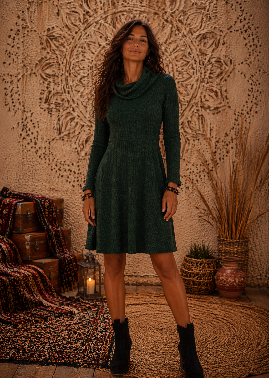 Vestito Varsavia – Tinta Unita Svasato Baba Design | Verde Petrolio