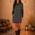 Vestito Corto Helsinki | Scollo Camicia Pattern Geometrico Contrasto Colori – Baba Design