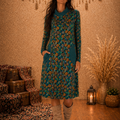 Amsterdam Midi Dress | Floral Pattern Flared Cut Pockets – Baba Design