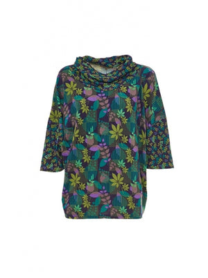 Maglia curvy Prague Garden Happy Baba - variante nei toni blu e verdi - foto originale prodotto