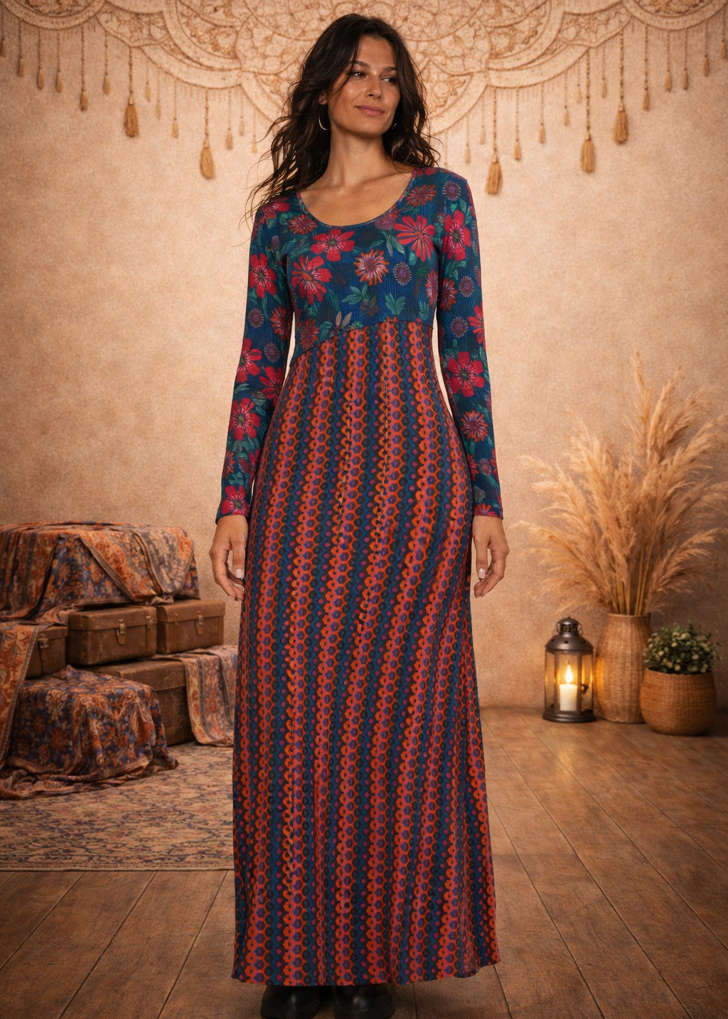 Vestito Lungo Colors Revolution – Pattern Misto, Bottoncini Obliqui | Baba Design