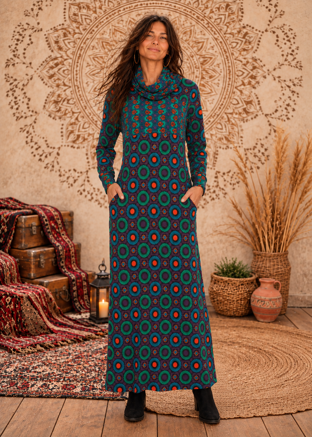 Flared Graffiti Dreams Long Dress - Baba Design FW24