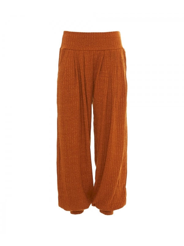 Pantaloni curvy harem a coste Street Art Stories - Happy Baba, variante Ocra, foto originale del prodotto