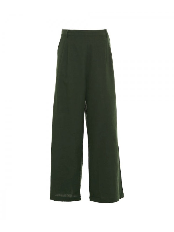 Pantaloni curvy ampi tinta unita Art on Wall - Happy Baba, variante Verde, foto originale del prodotto
