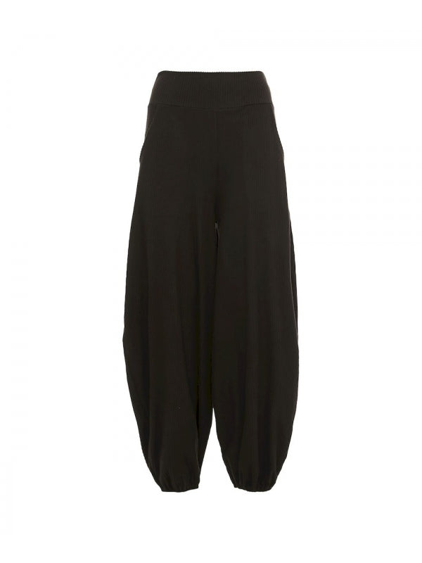 Pantaloni curvy harem Urban Marks con vita elastica - Happy Baba, variante Nero, foto originale del prodotto