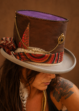 Wild West Top Hat - Cilindro in Lana con Ametista e Pelle | Gipsy Fashion Wear