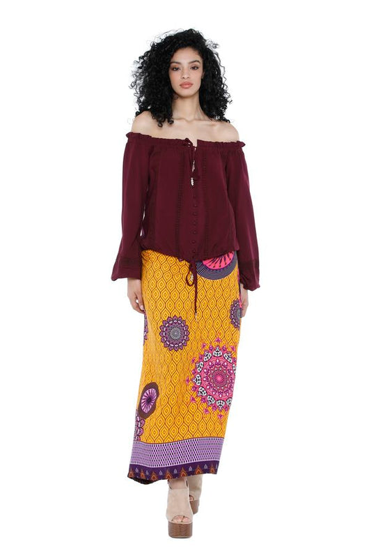 S22SK07 - Gonna lunga Sunflower Baba Design - Gipsy Fashion Wear 